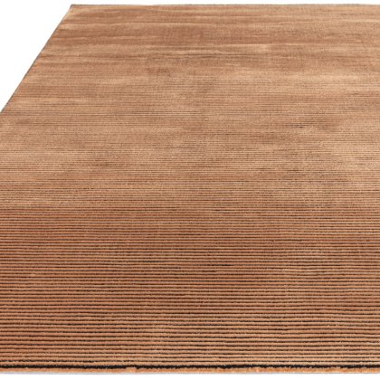Kuza Plain Stripe Terracota Rug By Asiatic