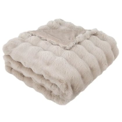 Soft Bubble Throw Faux Rabbit Beige 150 x 200