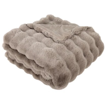 Soft Bubble Throw Faux Rabbit Taupe 150 x 200