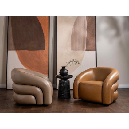 Rocco Swivel Lounge Chair (Taupe PU Leather)
