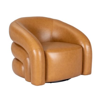Rocco Swivel Lounge Chair (Brown PU Leather)