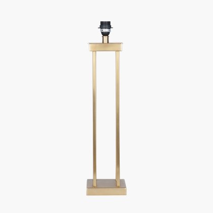 Satin Brass Metal Column Table Lamp With Lino 45cms Lampshade