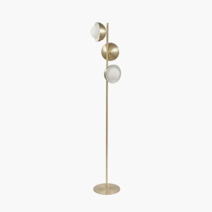 Brushed Brass Metal and White Orb Dome Floor Lamp