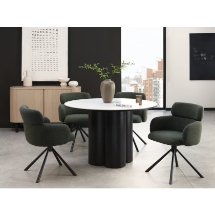 Hugo Swivel Dining Chair (Green Boucle Fabric) by Bentley Designs Hugo Swivel Dining Chair (Green Boucle Fabric) by Bentley Designs