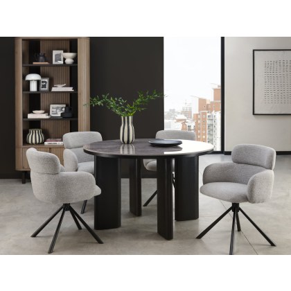 Hugo Swivel Dining Chair (Grey Boucle Fabric) by Bentley Designs Hugo Swivel Dining Chair (Grey Boucle Fabric) by Bentley Designs