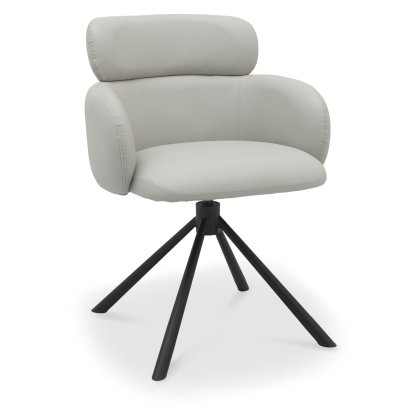 Hugo Swivel Dining Chair (Light Grey Faux Leather) by Bentley Designs Hugo Swivel Dining Chair (Light Grey Faux Leather) by Bentley Designs