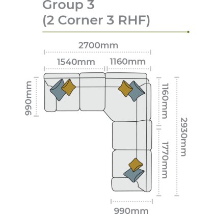 Tennessee 2 Corner 3 Sofa (RHF) by Alstons