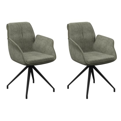 Pair of Catania Swivel Dining Armchairs (Green)