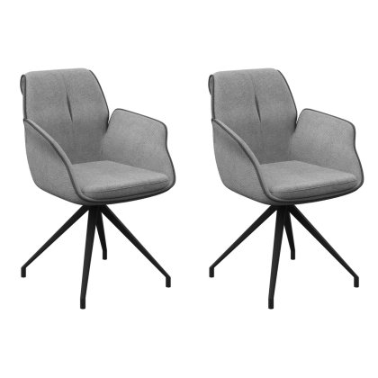 Pair of Catania Swivel Dining Armchairs (Grey)