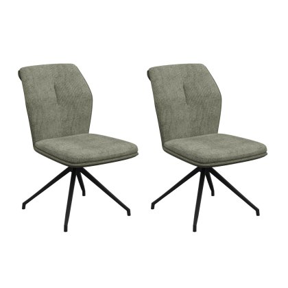 Pair of Catania Swivel Dining Chairs (Green)