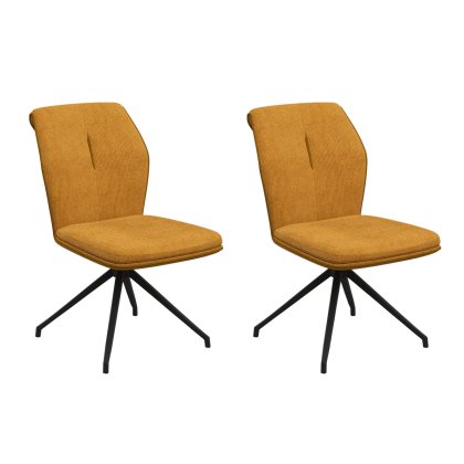 Pair of Catania Swivel Dining Chairs (Mustard)