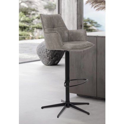 Joseph Swivel Bar Stool (Silver PU Leather)