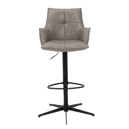Joseph Swivel Bar Stool (Silver PU Leather)