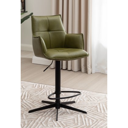 Joseph Swivel Bar Stool (Green PU Leather)