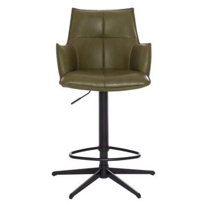 Joseph Swivel Bar Stool (Green PU Leather)