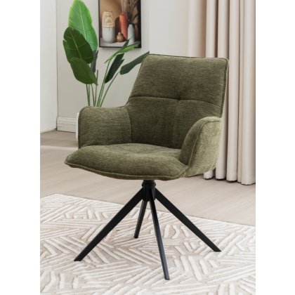 Joseph Swivel Dining Chair (Green Fabric)