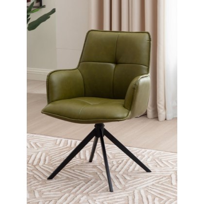 Joseph Swivel Dining Chair (Green PU Leather)