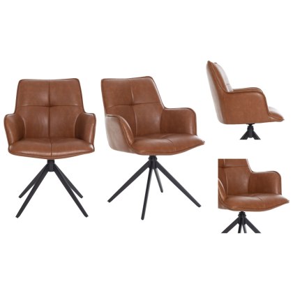 Joseph Swivel Dining Chair (Tan PU Leather)