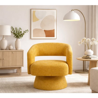 Orlando Swivel Accent Chair (Ochre Fabric)