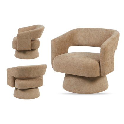 Orlando Swivel Accent Chair (Oatmeal Fabric)