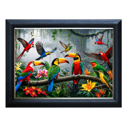 Vibrant Coloured Jungle Birds 60 x 80cm