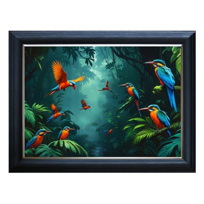 Vibrant Birds Amid Lush Jungle 60x 80cm
