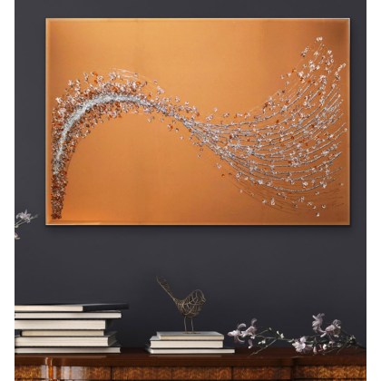 Abstract Cluster Wave On Bronze Mirror 120 x 80cm