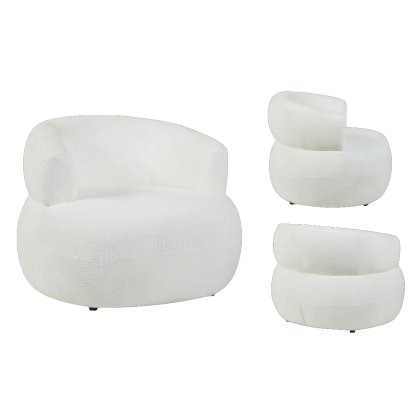 Missy Swivel Accent Chair (White Fabric)