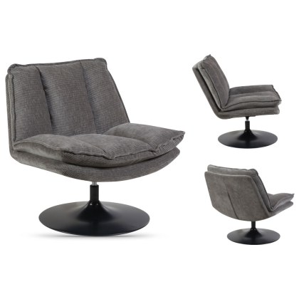 Isabella Swivel Accent Chair (Grey Fabric)