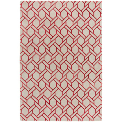 Nexus Fine Lines Silver/Red Rug by Asiatic