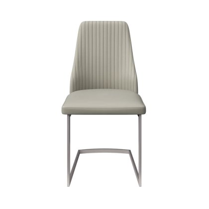 Pair of Castello Dining Chairs (Light Grey Faux Leather)