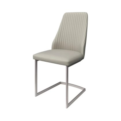 Pair of Castello Dining Chairs (Light Grey Faux Leather)