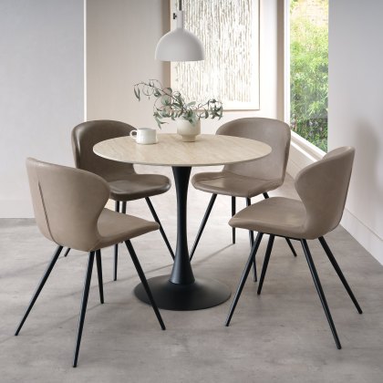 Greyson 90 x 90cm Round Bistro Table (Beige Sintered Stone Top) by Bentley Designs