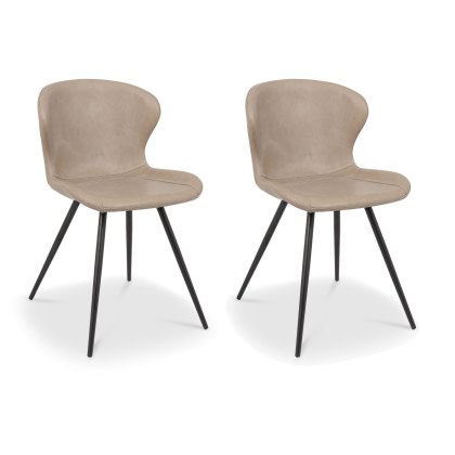 Pair of Milo Dining Chairs (Stone Faux Leather) by Bentley Designs