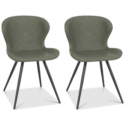 Pair of Milo Dining Chairs (Olive Faux Leather) by Bentley Designs