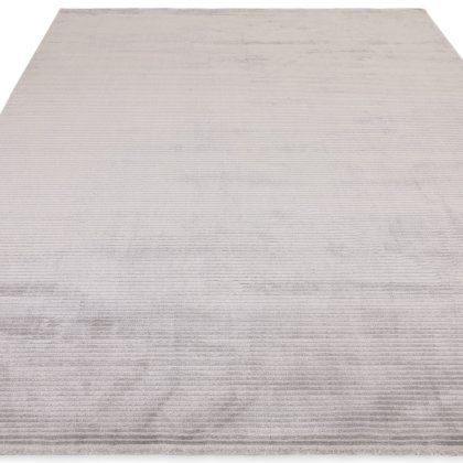 Kuza Plain Stripe Silver Rug By Asiatic
