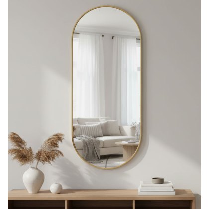 Gold Oblong Metal Mirror 60 x 140cm
