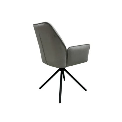 Pair of Lina Swivel Dining Chairs (Light Grey Fabric)