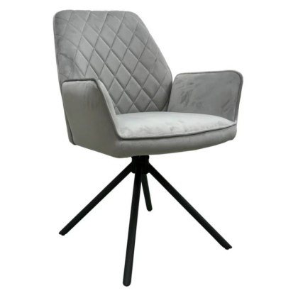 Pair of Lina Swivel Dining Chairs (Light Grey Fabric)