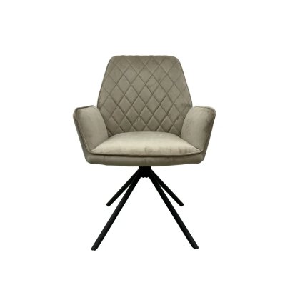Pair of Lina Swivel Dining Chairs (Mink Fabric)