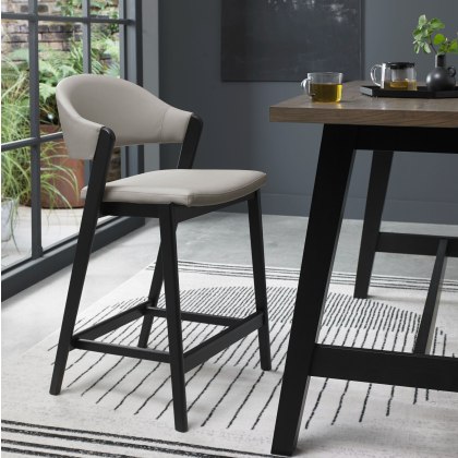 Regent Peppercorn Bar Stool (Grey Bonded Leather) by Bentley Designs