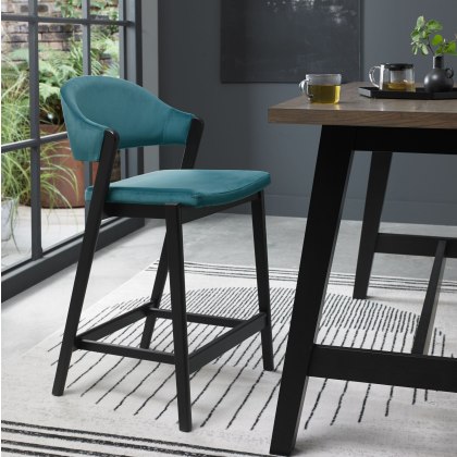 Regent Peppercorn Bar Stool (Azure Velvet) by Bentley Designs