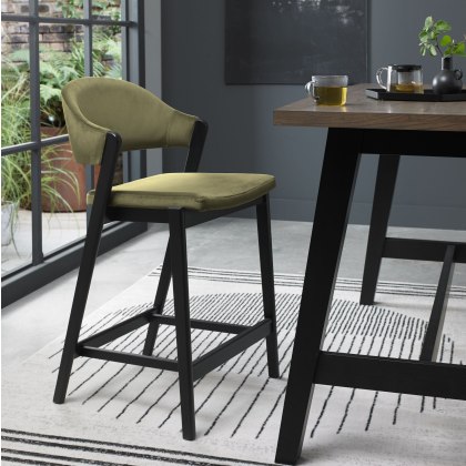 Regent Peppercorn Bar Stool (Cedar Green Velvet) by Bentley Designs