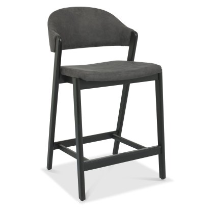 Regent Peppercorn Bar Stool (Dark Grey Velvet) by Bentley Designs