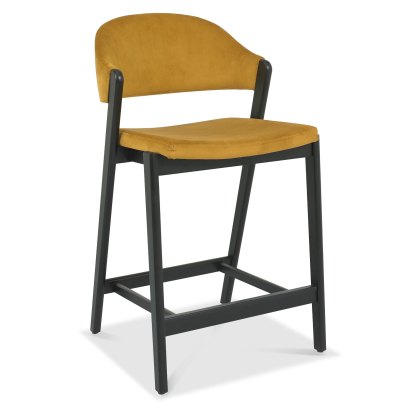 Regent Peppercorn Bar Stool (Mustard Velvet) by Bentley Designs