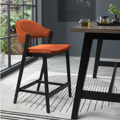 Regent Peppercorn Bar Stool (Rust Velvet) by Bentley Designs
