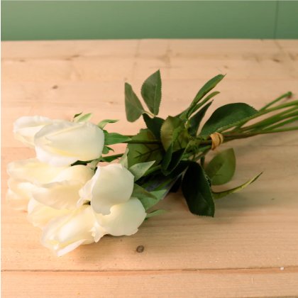 Real Touch Closed Rose Bud 9 Stems Cream Real Touch Closed Rose Bud 9 Stems Cream