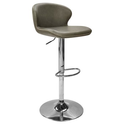 Rosano Gas-Lift Bar Stool (Olive Faux Leather & Chrome Base) by Bentley Designs