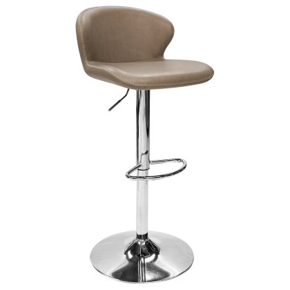 Rosano Gas-Lift Bar Stool (Stone Faux Leather & Chrome Base) by Bentley Designs