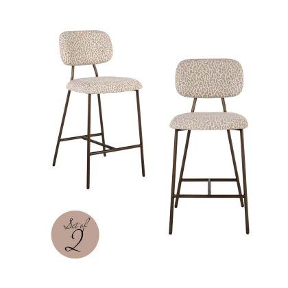 Counter Stool Xenia Beige Leopard (Set of 2) by Richmond Interiors Counter Stool Xenia Beige Leopard (Set of 2) by Richmond Interiors